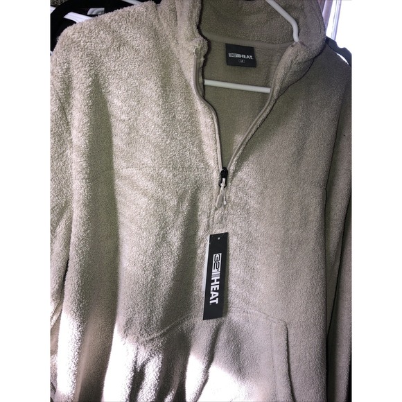 32 Degree Heat Cool Oat Tan Mens Quarter Zip Pullover Warm Large Pocket NWT - Picture 6 of 12
